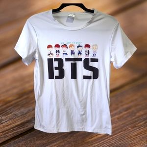BTS Kpop Boy Band characters white tshirt women's size Small